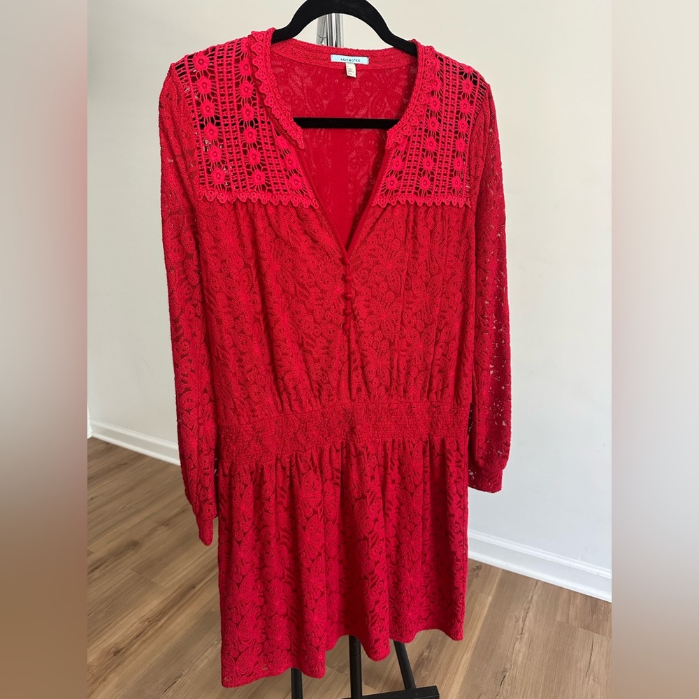Boho red crochet dress